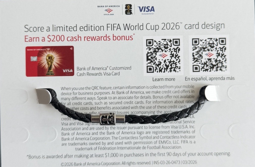 Bank of America FIFA World Cup 26 braided RARE CANADA Charm Bracelet