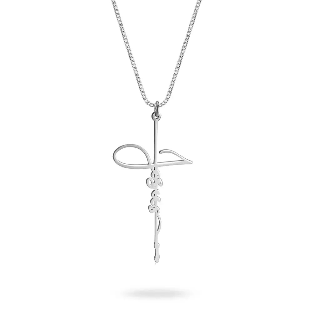 Jesus Cross Pendant Necklace Adjustable Box Chain Christian Gift for Women Men
