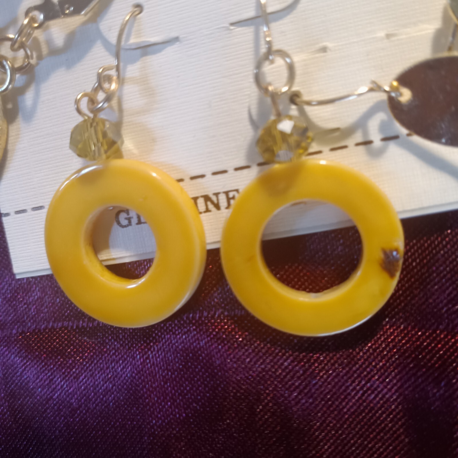 3 Pairs Sonoma Life + Style Dangling Hook Earrings-NWT Shades Yellow and Gold.