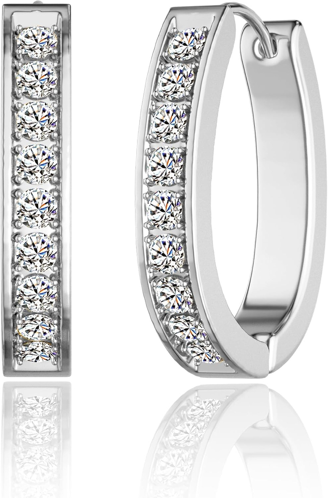 Hoop Earrings for Women Men Stainless Steel Cubic Zirconia 21mm 16.5mm Jewelry