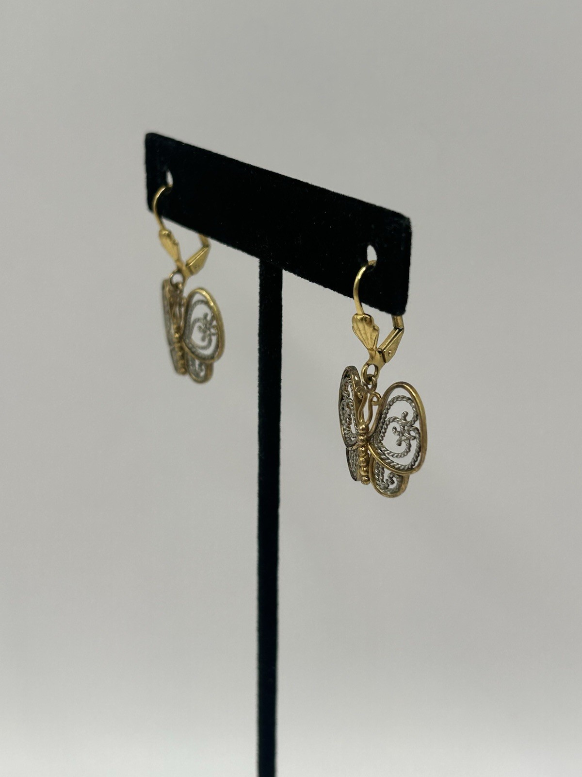 Pair Of Palmbeach 18k Gold-Plated Two-Tone Filigree Butterfly Drop Earrings Boho