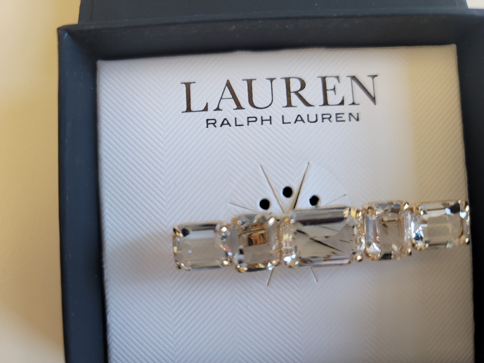 LAUREN Ralph Lauren Crystal Stone Gold Tone Pin New in Box 064244 7879919