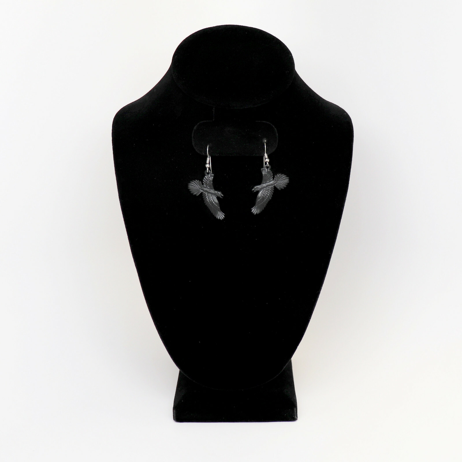 Gothic Black Raven Black Crow Dangle Earrings #1053