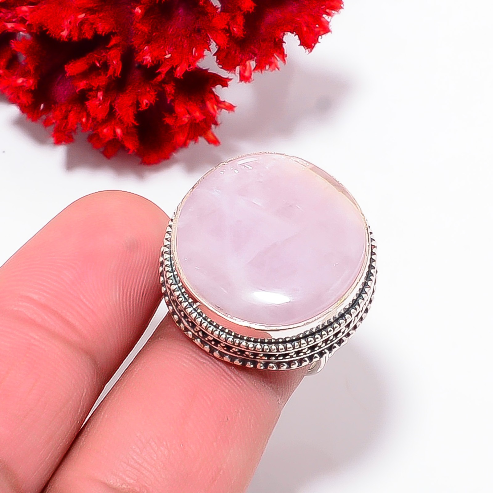 Pink Kunzite – Laghman Fine Art Oxidised 925 Sterling Silver Ring S.6 R111851