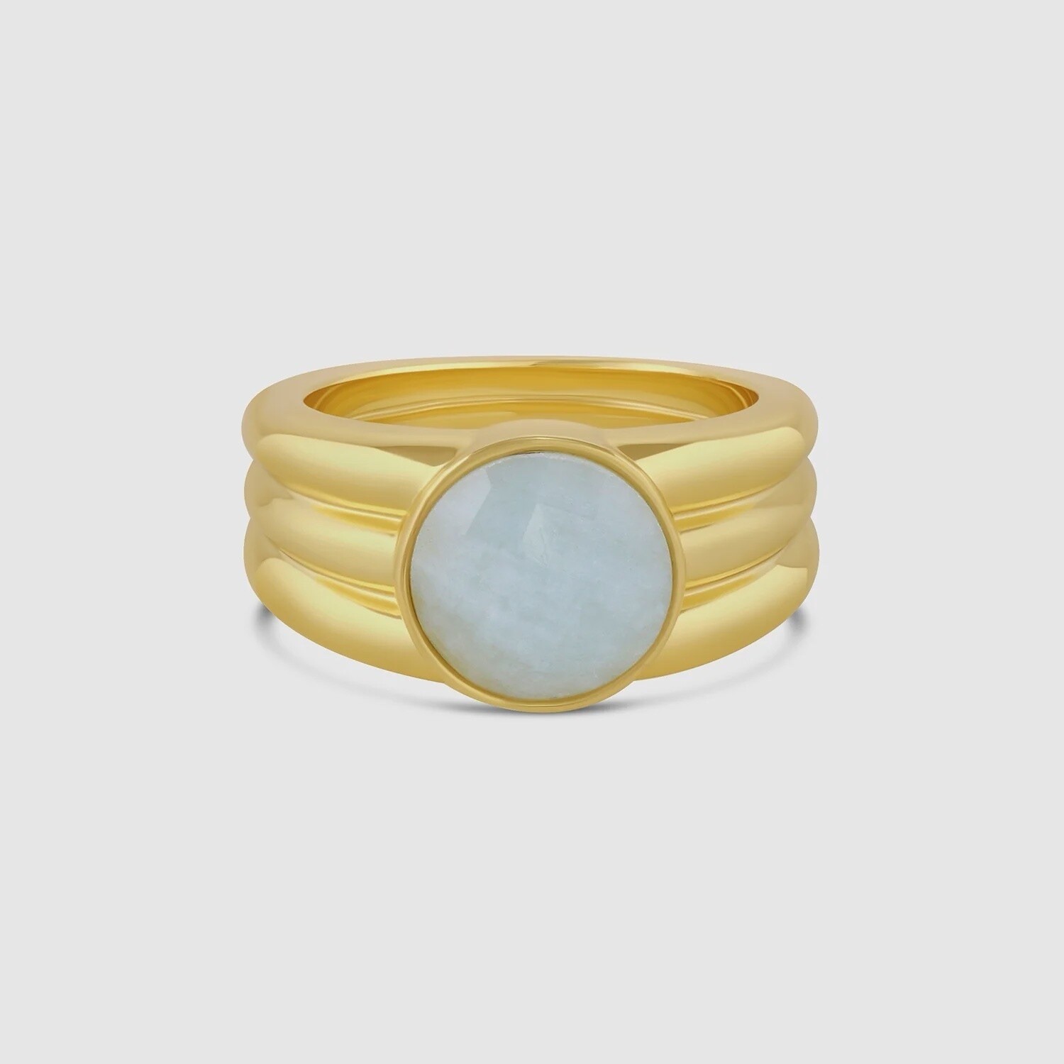 NEW Gorjana Power Gemstone Reed Gold Tone Ring Aquamarine Size 9