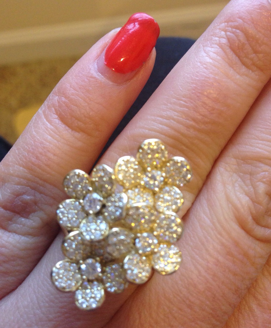 $595 Cubic Zerconia Yellow Flowers Pendant/Ring by Maya Caroleena