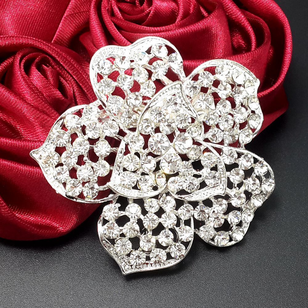 Lot 30pc Mixed Sliver Rhinestone Crystal Brooches Pin DIY Wedding Bridal Bouquet