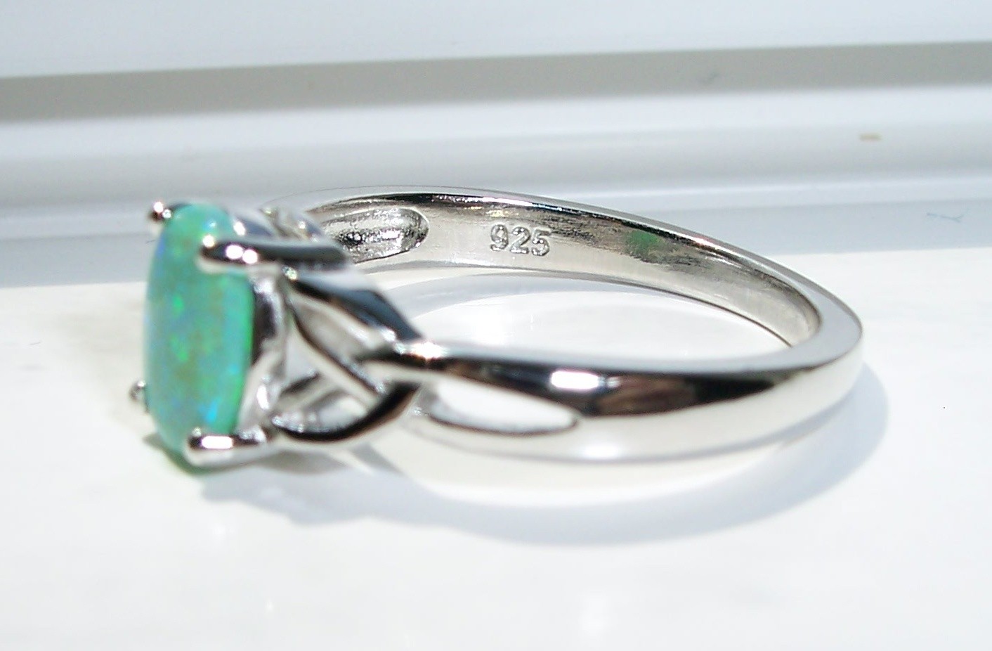Oval Green Fire Opal Lab Created Ring 925 Sterling Silver Women’s Sizes 3-13