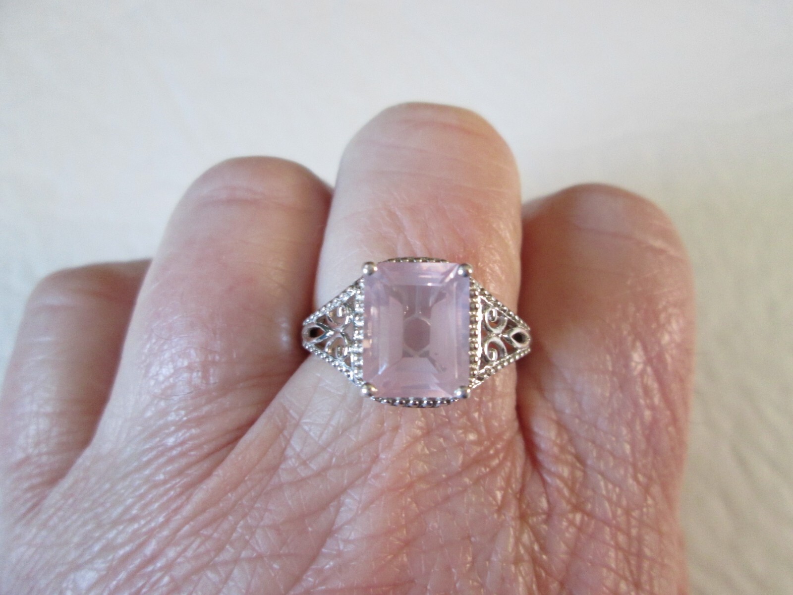 Galilea Rose Quartz Platinum over Sterling Silver Ring (Size 7) 3.00 ctw