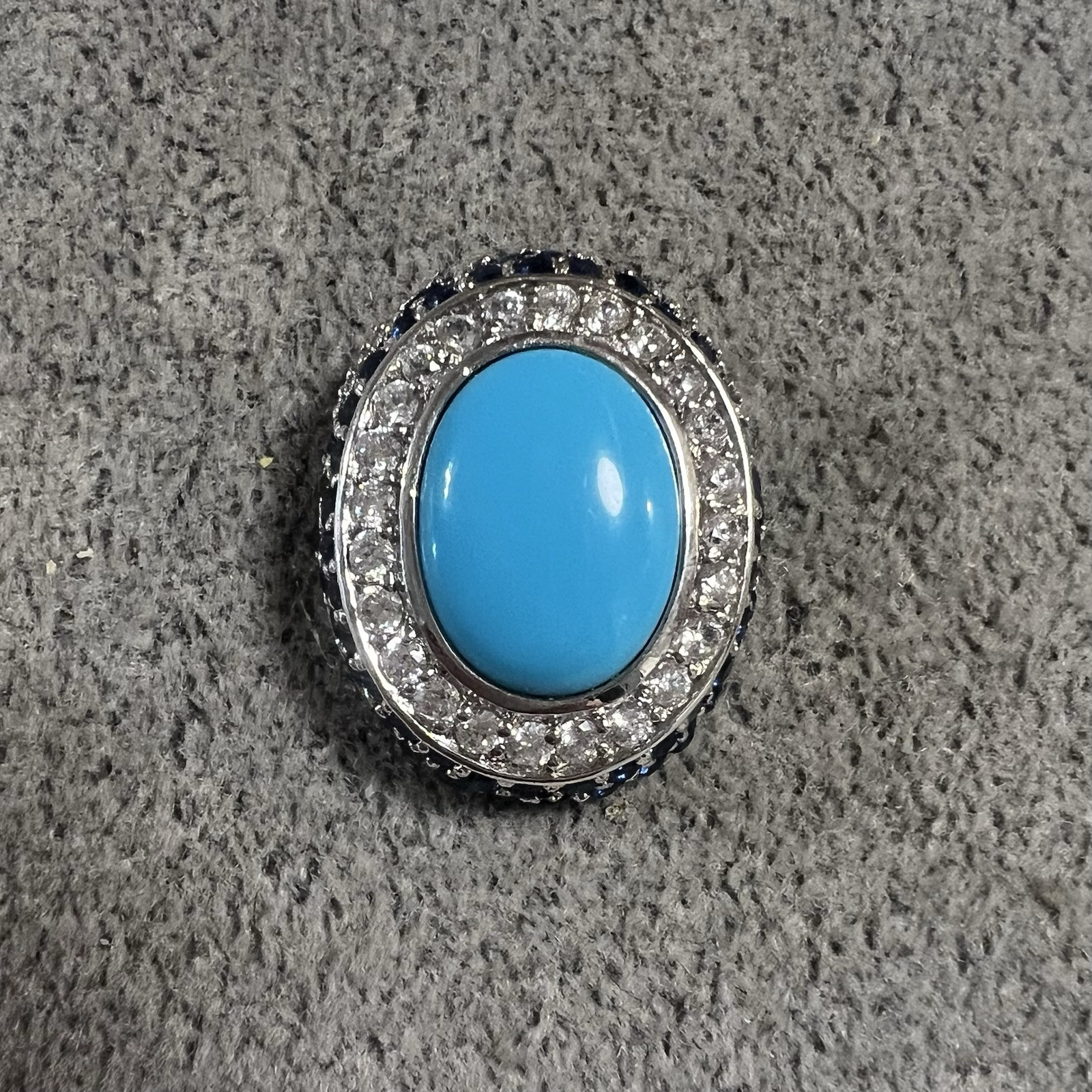 Designer Created Turquoise, Cubic Zirconia & Created Sapphire Sterling Pendant