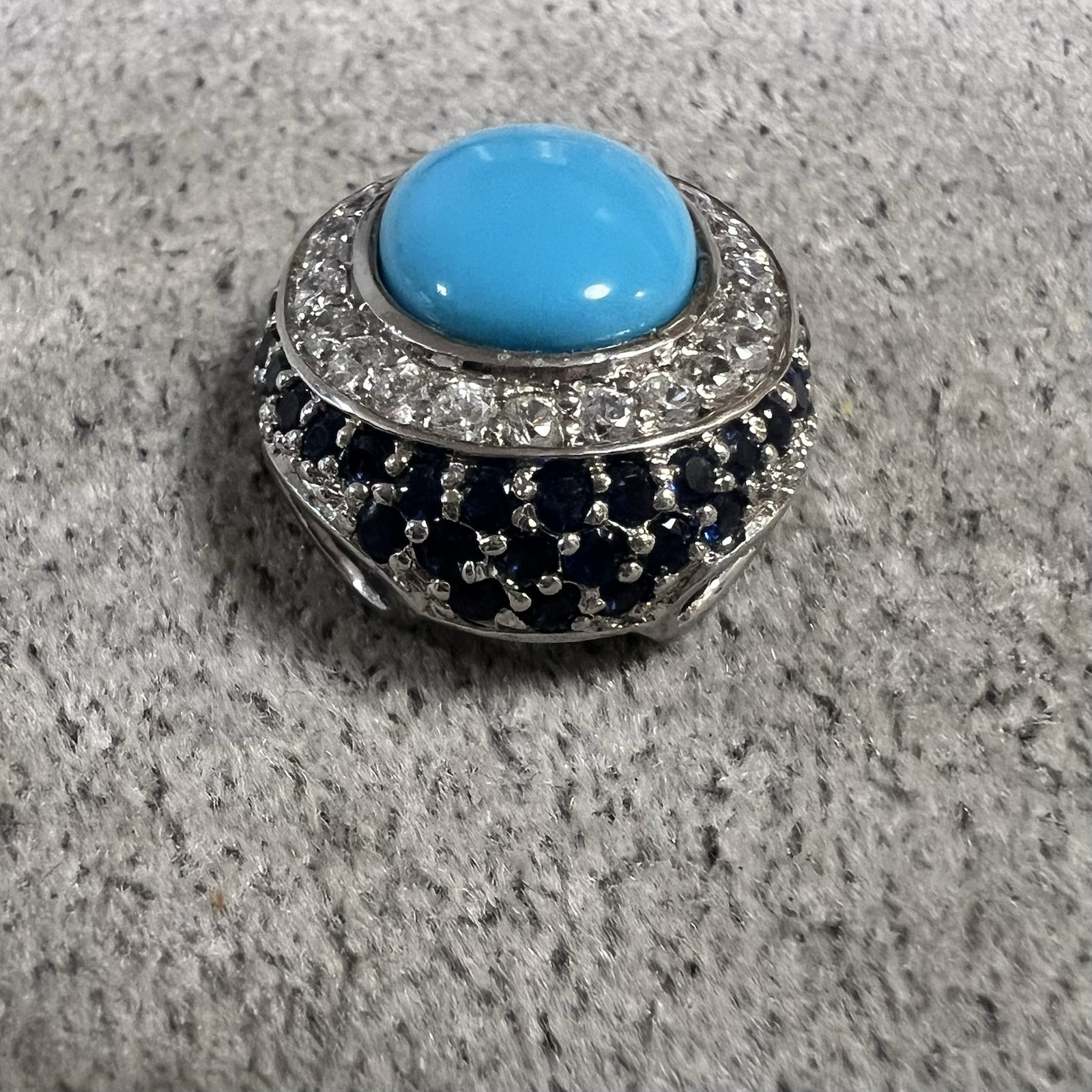 Designer Created Turquoise, Cubic Zirconia & Created Sapphire Sterling Pendant