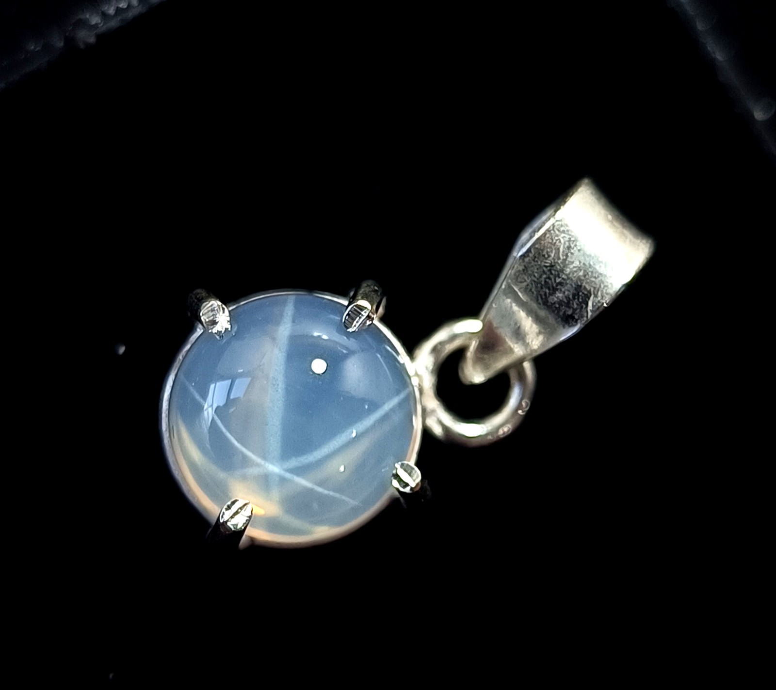 14.35 Ct Natural 6 Ray Star Sapphire Pendant in Silver Round Jewelry With Chain