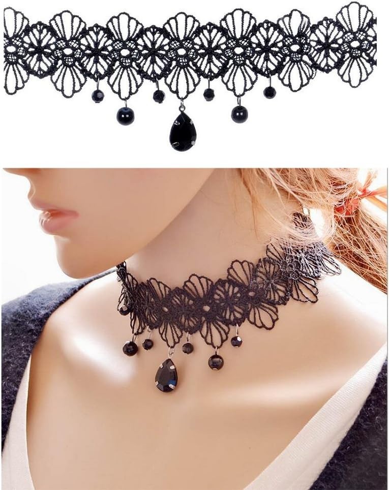 10 Pieces Lace Choker Necklace for Women Girls, Black Classic Velvet Stretch …