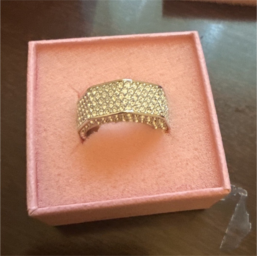 Swarovski Rhodium Plated Pavé Clear Crystal Wide Band Ring Size 6 w/ Box