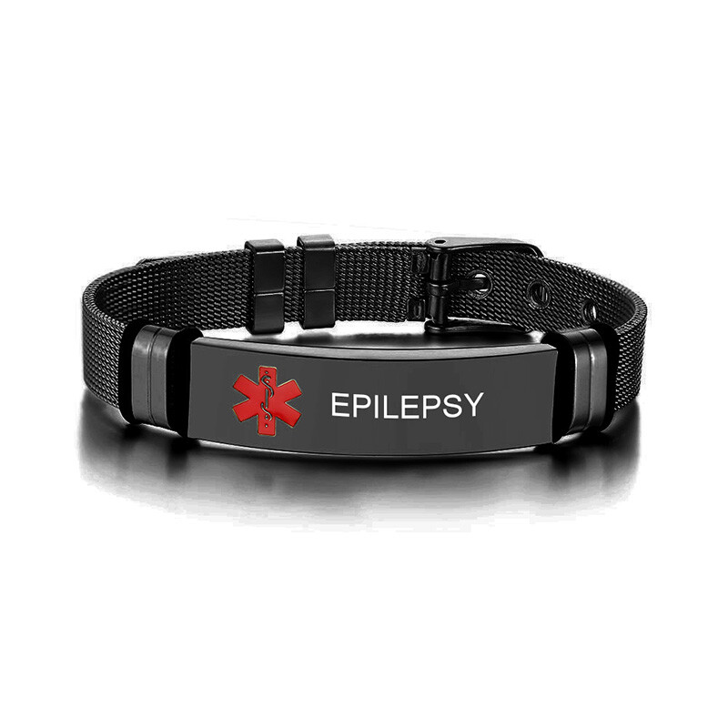 Personalized Engrave Black Medical Alert ID Men Bracelet Stainless Steel Bangle