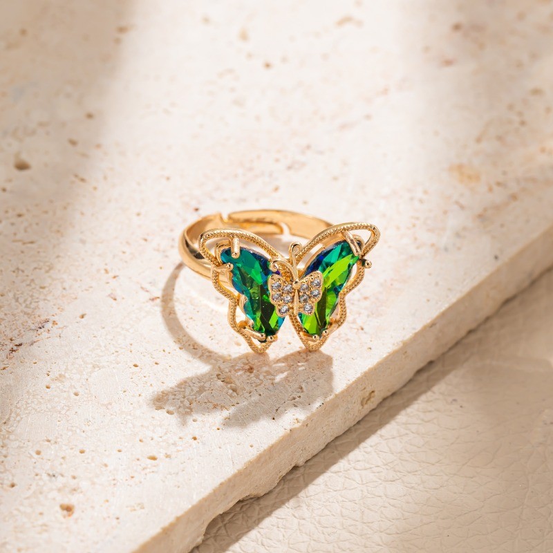 9Pcs Colorful Butterfly Ring Adjustable Stackable Rings Women Jewelry Gift