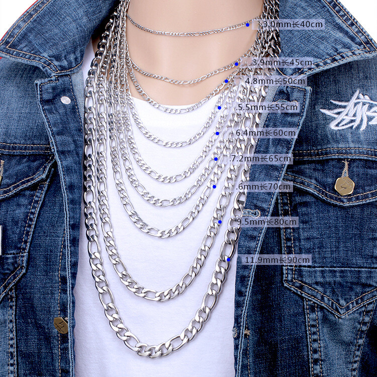 Men Women Stainless Steel Curb Link Figaro Necklace Choker Chain 7-30 inch Gift