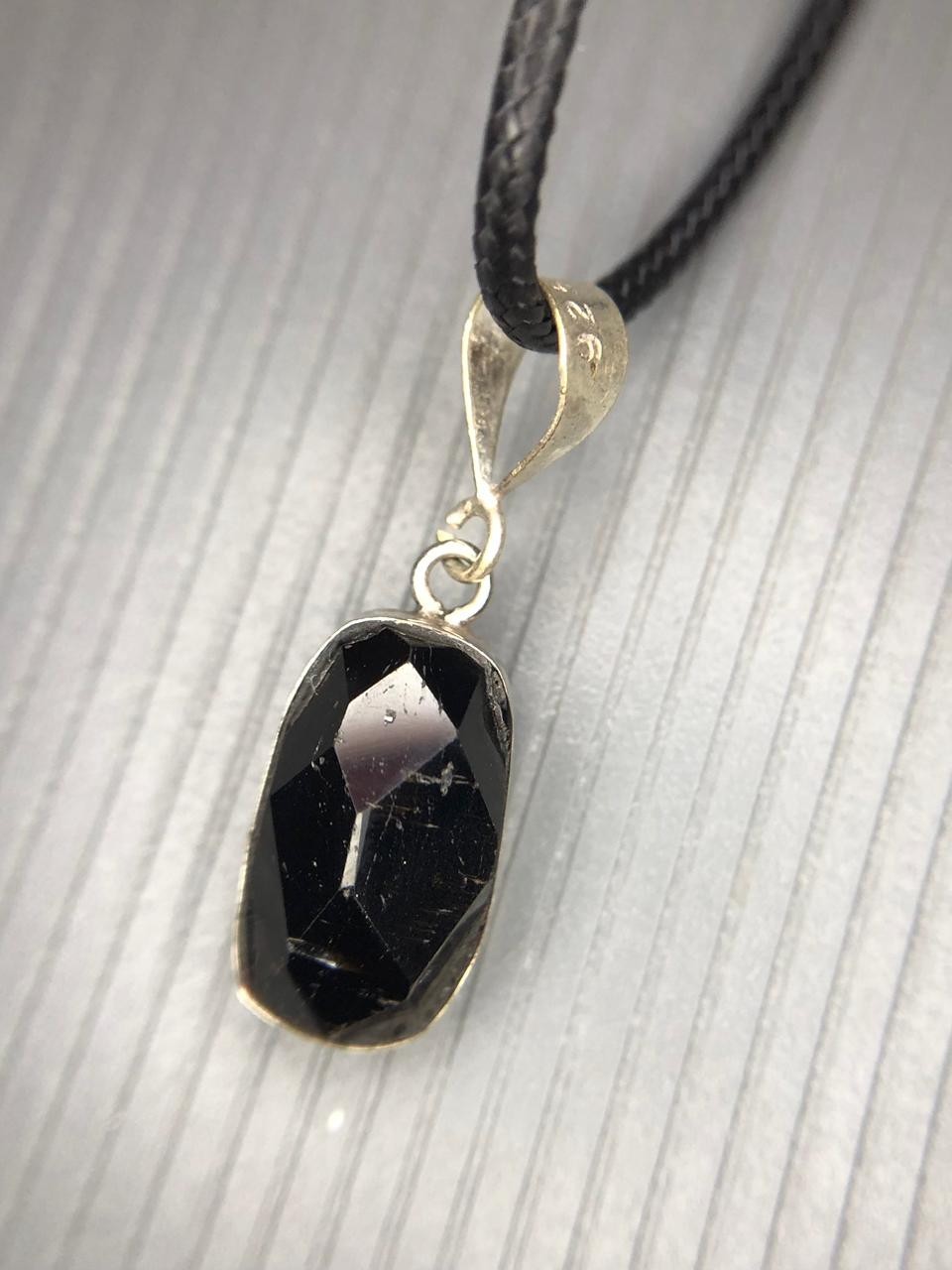 Natural Black Tourmaline Rose Cut Pendant Handmade Gemstone from Afghanistan