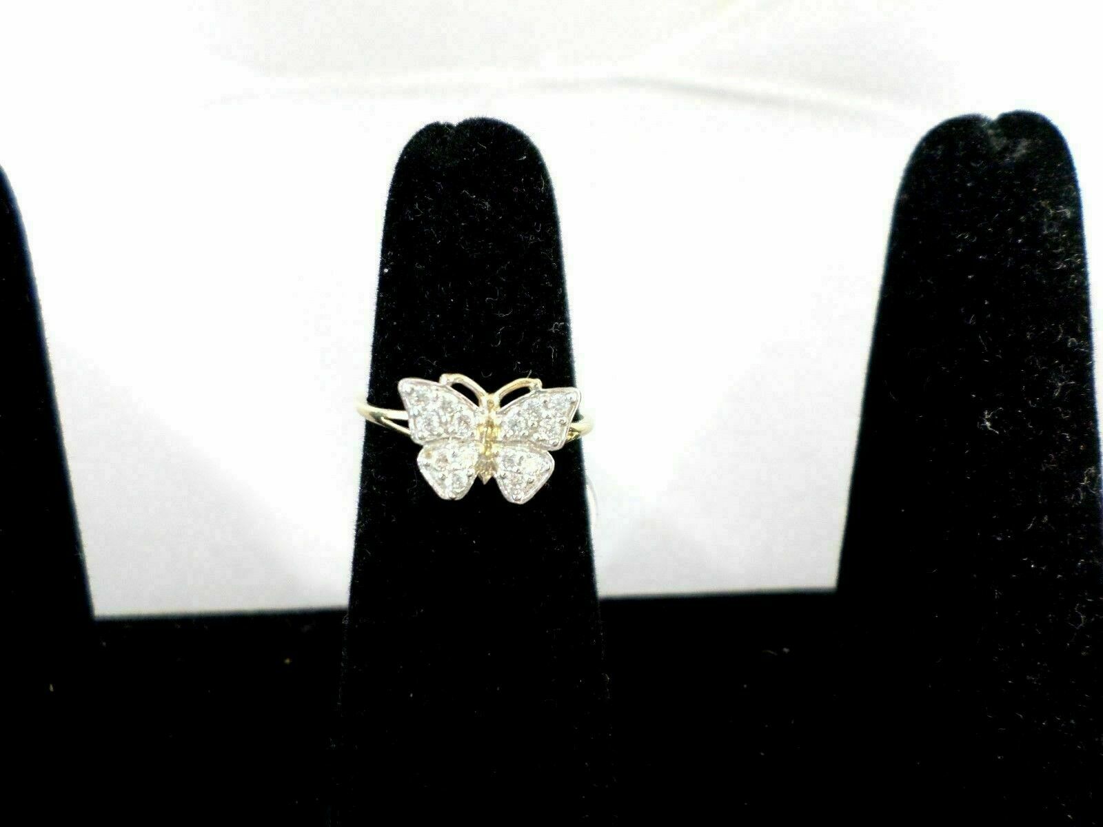 2.00 Ct Round Cut Simulated Diamond Butterfly Ring In 14k Yellow Plated Silver