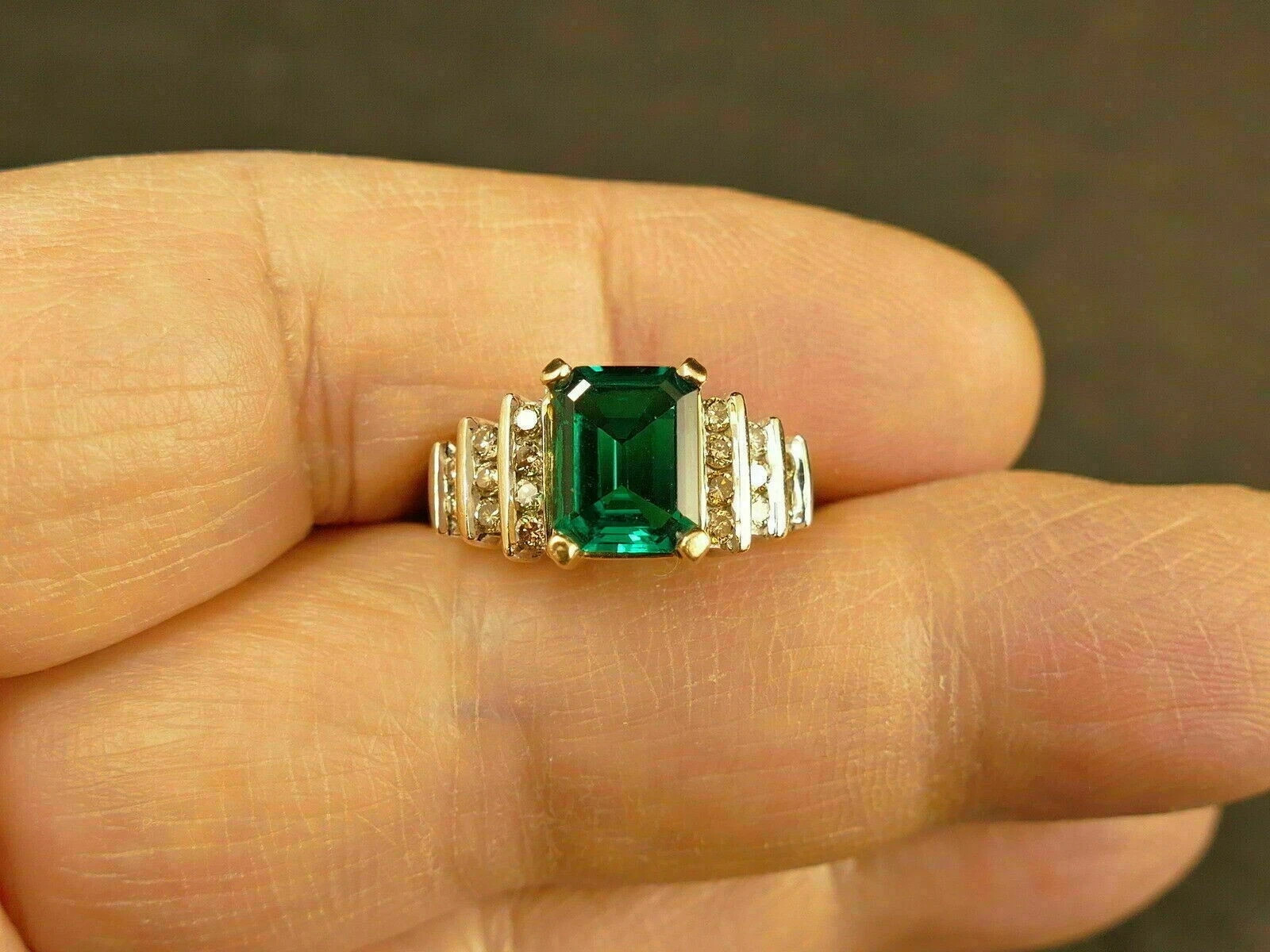 2.50Ct Emerald Cut Lab Created Emerald Engagement Ring 14K Yellow Gold Plated