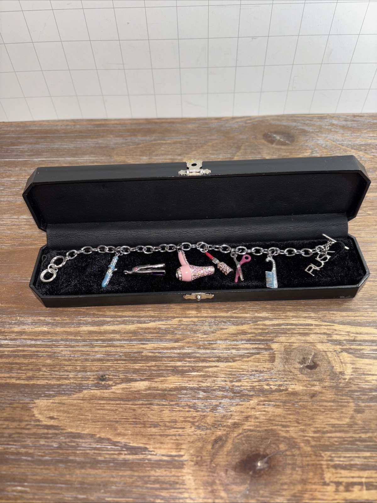 “BEAUTICIAN” STYLE GORGEOUS SILVER BRACELET BY RUSK SWAROVSKI CRYSTALS As Shown