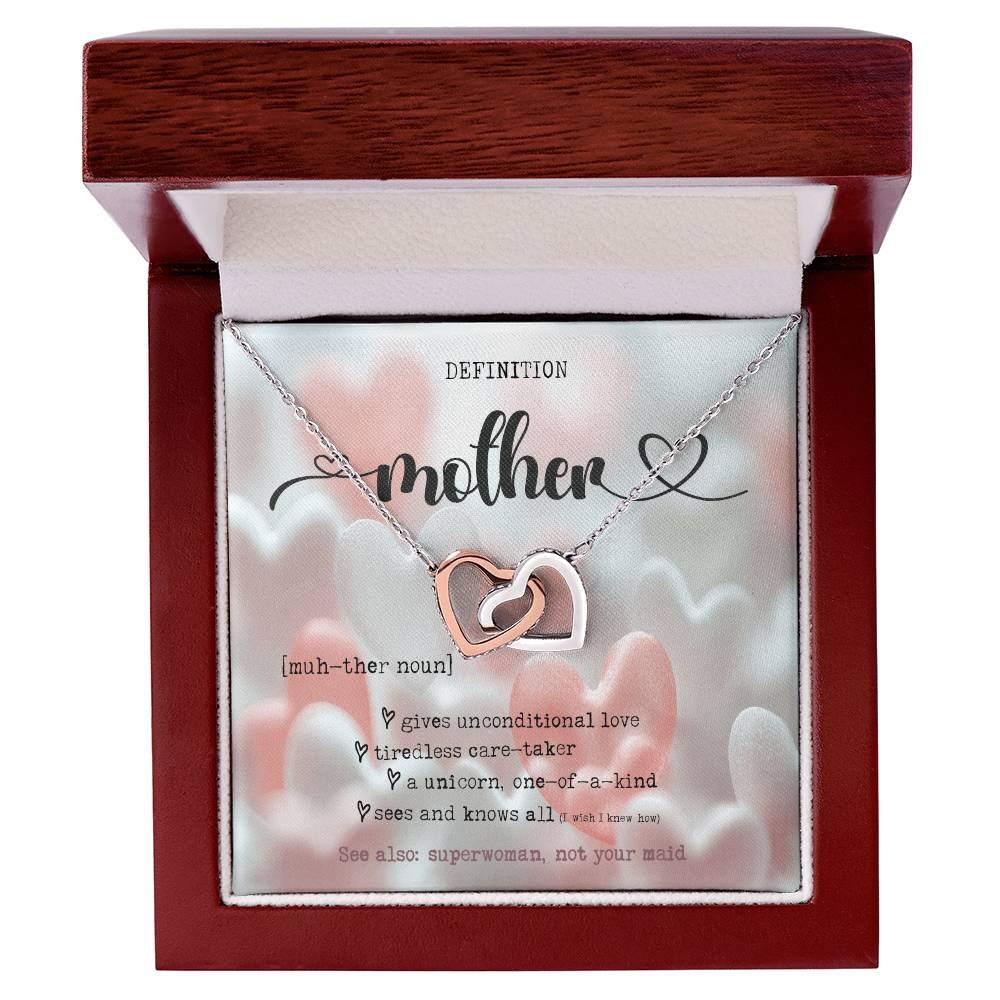Definition of Mother’s Day Interlocking Heart Necklace Birthday Gift Wife