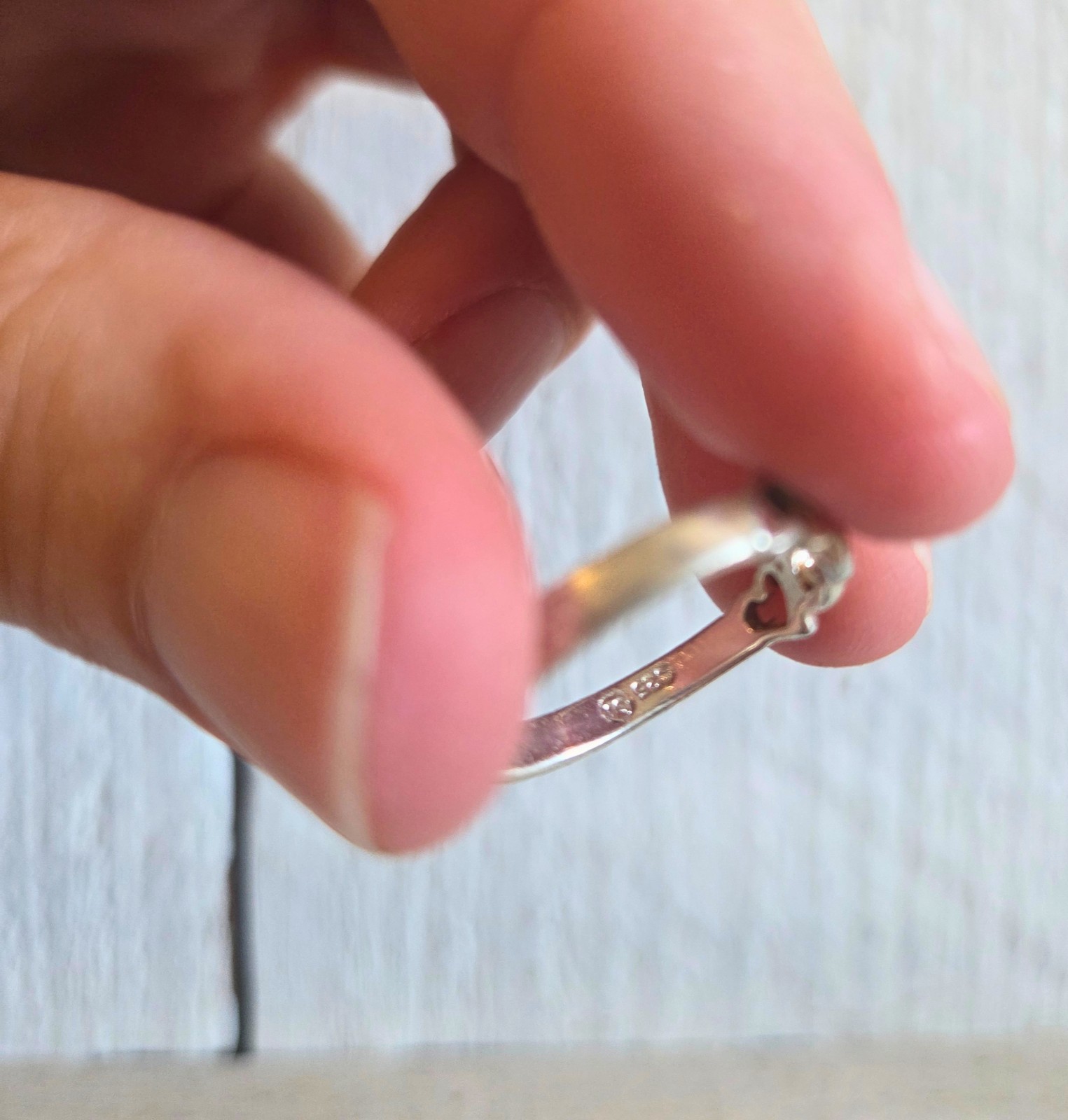Sterling Silver Ring, 925 Silver Band Ring with Hearts 1990s Size 7