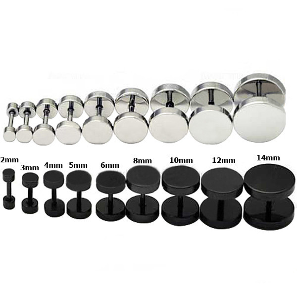 New Round Barbell Stainless Steel Screw Back Men’s Earring Ear Studs 3-14mm USA