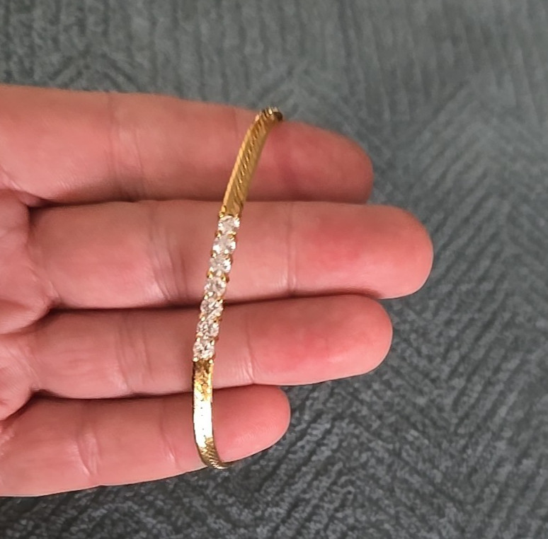 Vintage 7″ Gold Tone Bracelet CZ Majesty Collection Cubic Zirconia Made in Korea