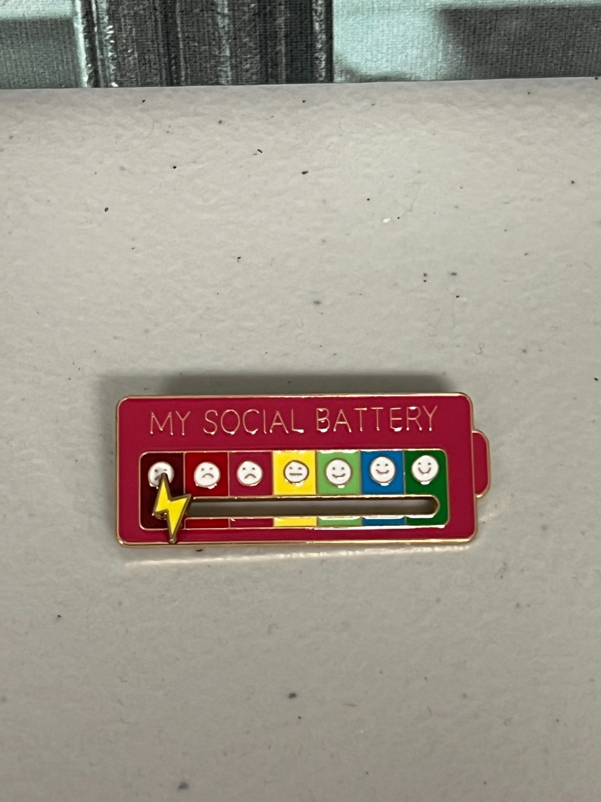Sliding Social Battery Mood Tracker Enamel Pin Adjustable Energy Brooch 6 colors