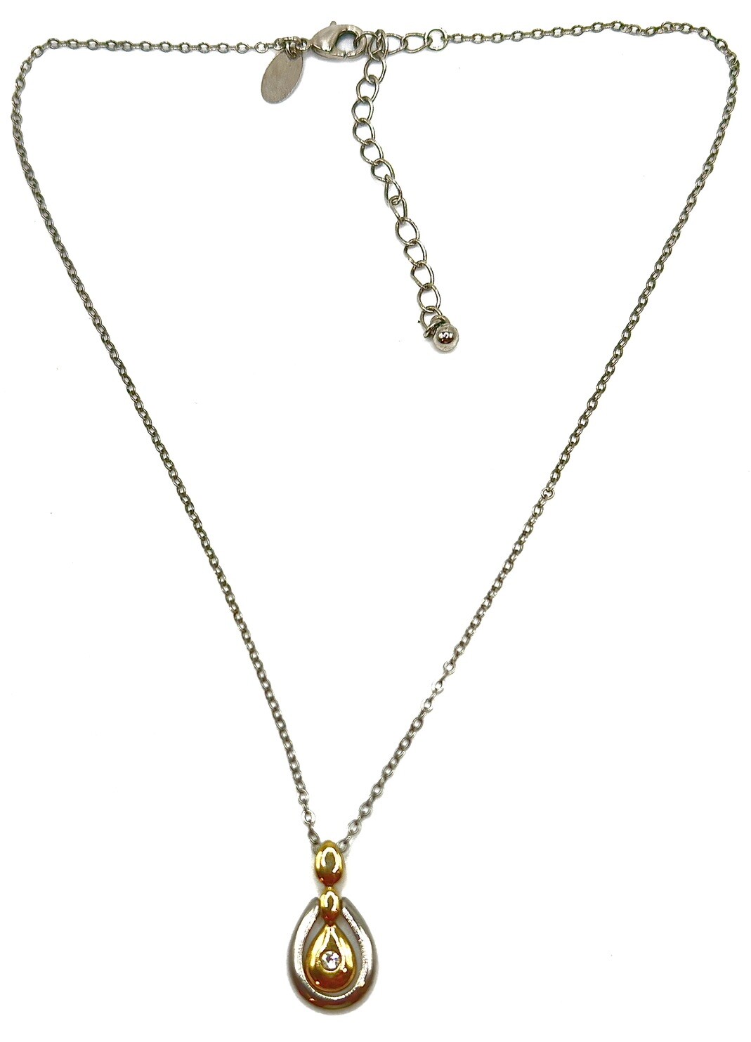 Lia Sophia Sure Thing Gold & Silver Tone w/Crystal Accent Pendant Necklace