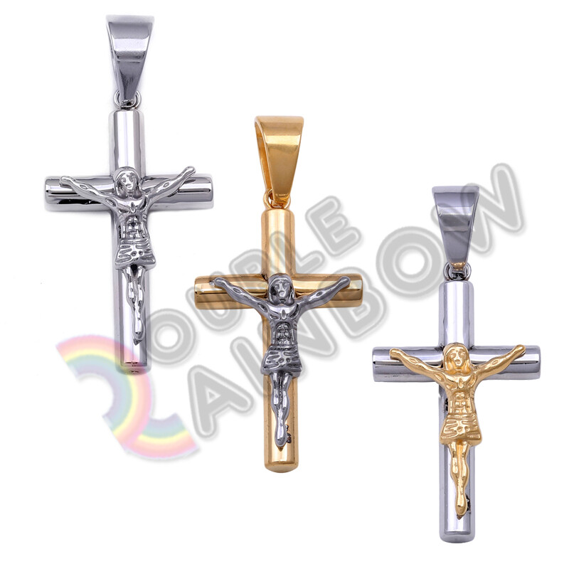 Men Stainless Steel Crucifix Cross Gold Silver Small Jesus Pendant P09