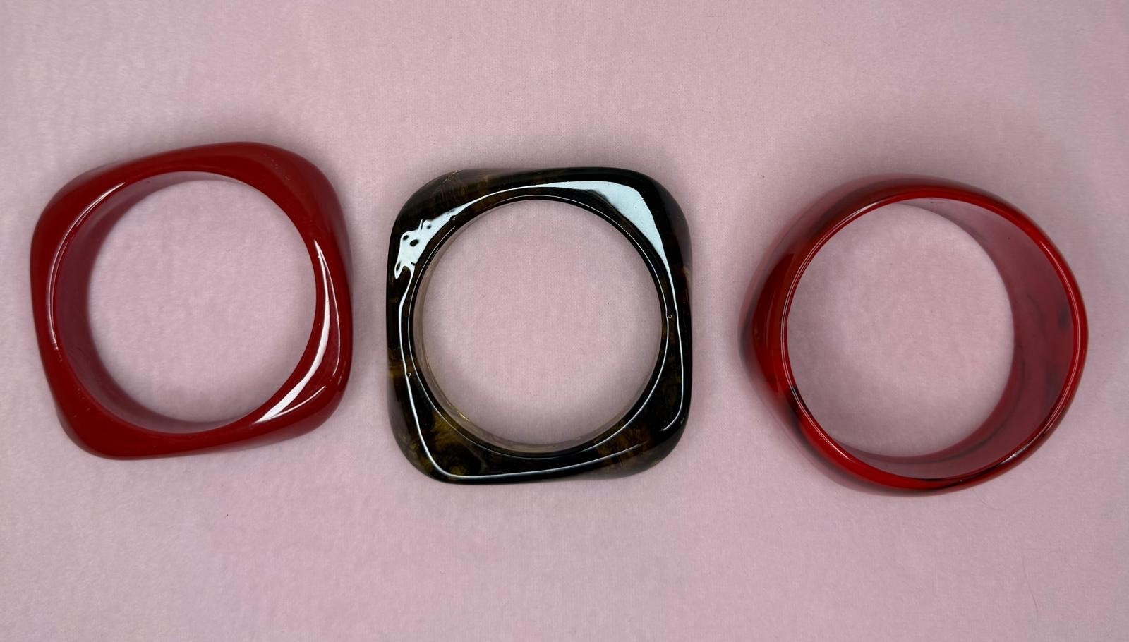 Red Bangle Bracelet Set – Chunky Stack, Bold Statement Bracelet Set, Y2K Fashion