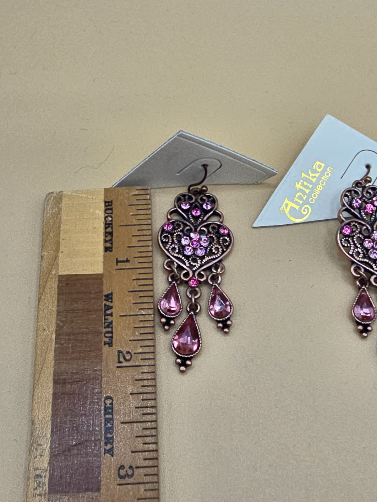 Antika Earrings Ear Dangle Stone Women New Fashion Blooming Pink Victorian Look