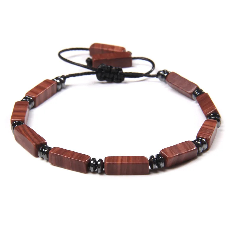 Natural Stone Bracelet Rectangle Lapis Lazuli Agates Tiger Eye Beads Adjustable
