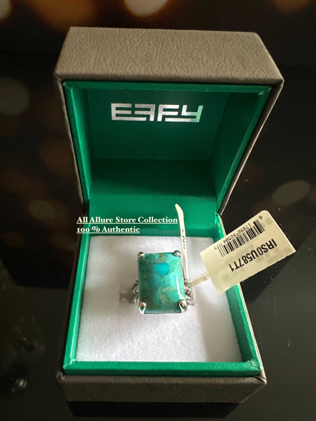 Effy ENY Sterling Silver & Turquoise Ring size 7