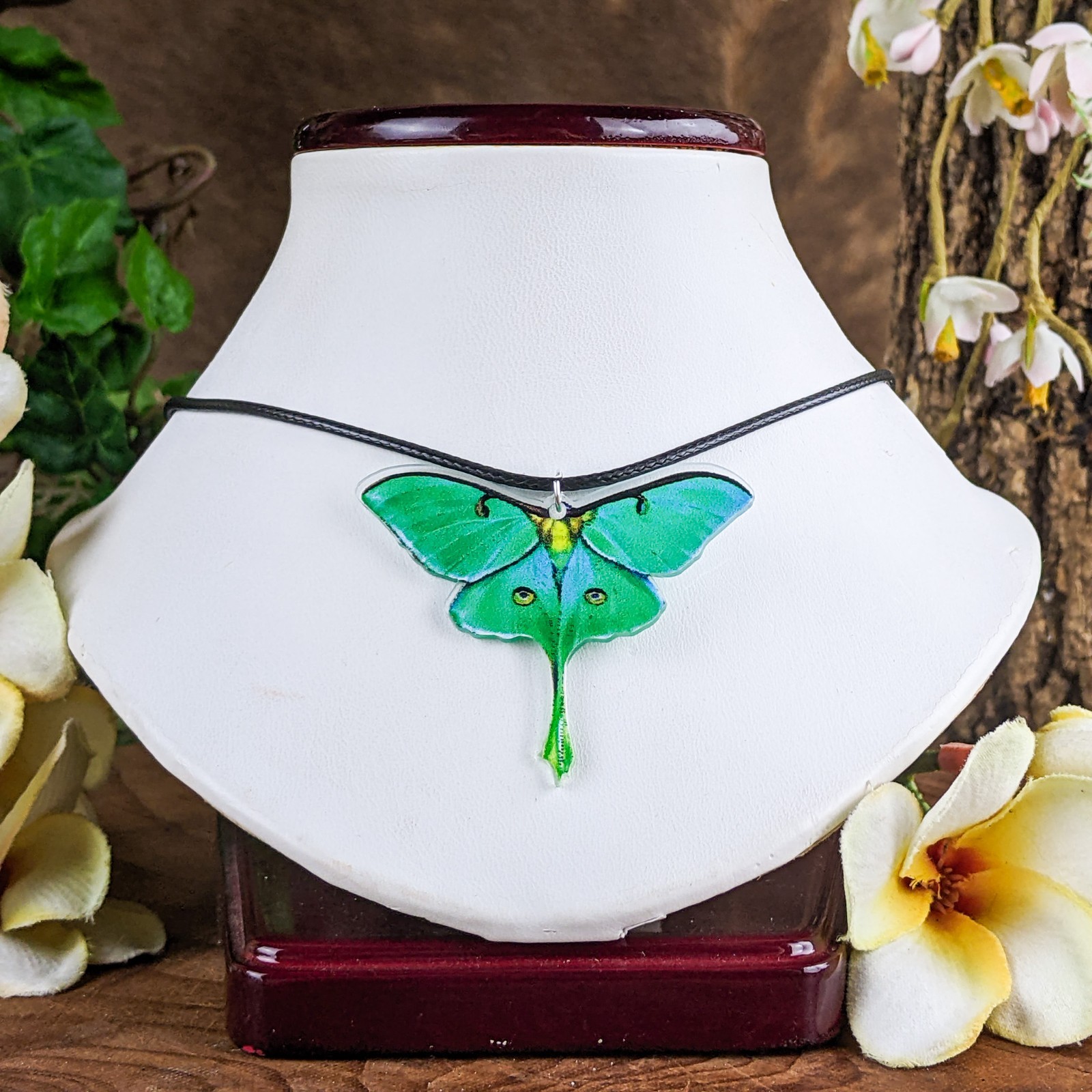 Luna Moth Black Cord Necklace acrylic Curiosity Jewelry butterfly fashion gift