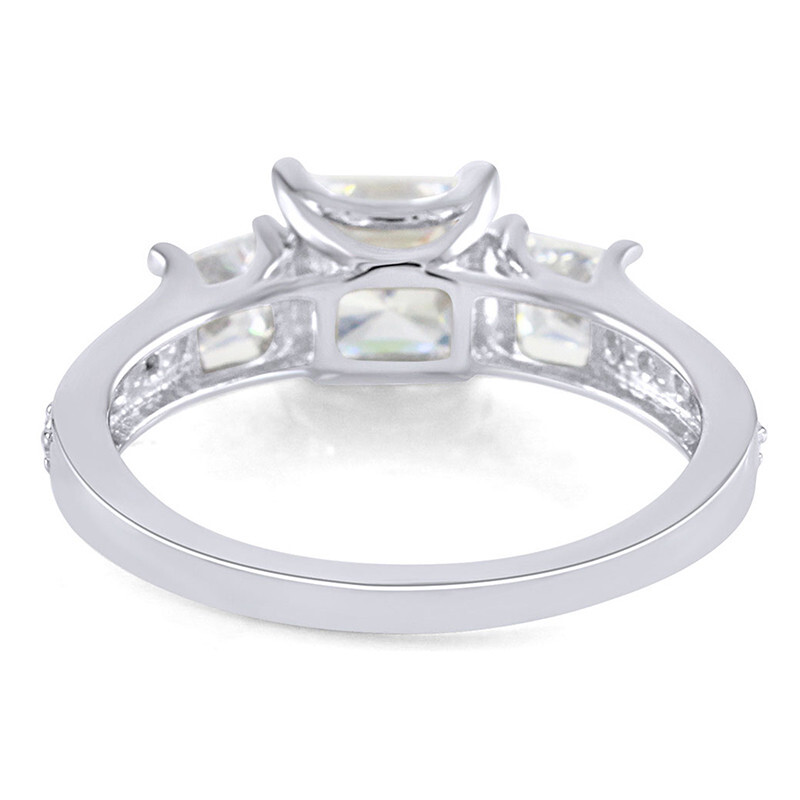 2 ct Princess Cut Engagement Ring Three-Stone Real Solid 14K White Gold $1035.96