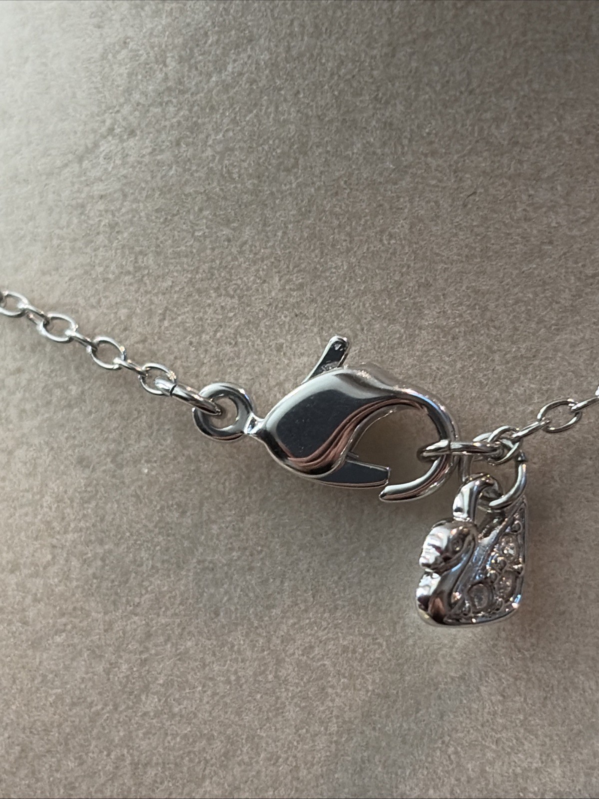 Authentic Swarovski Pave Crystal & Gray Pearl Cluster Pendant Necklace NIB $95