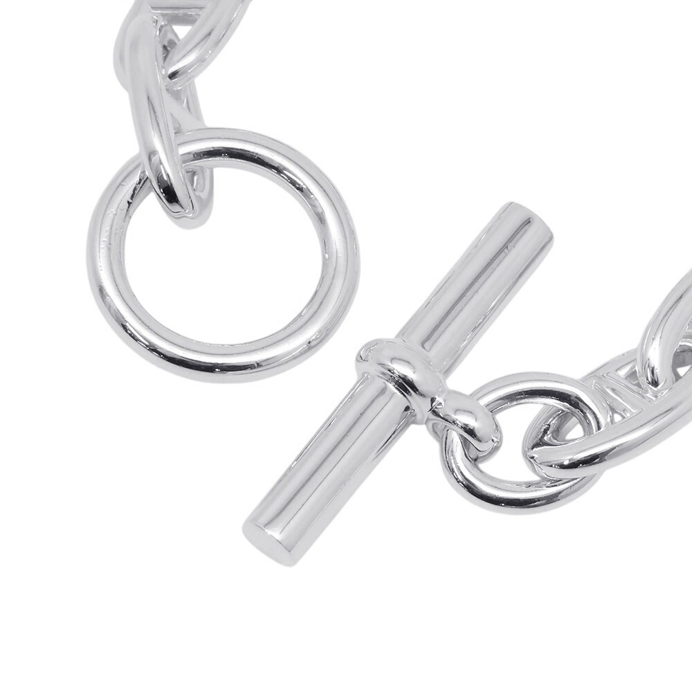Hermes Silver Bracelet Chene Dunkle GM 7.8in W20.9mm x H11.6mm 13.5cm