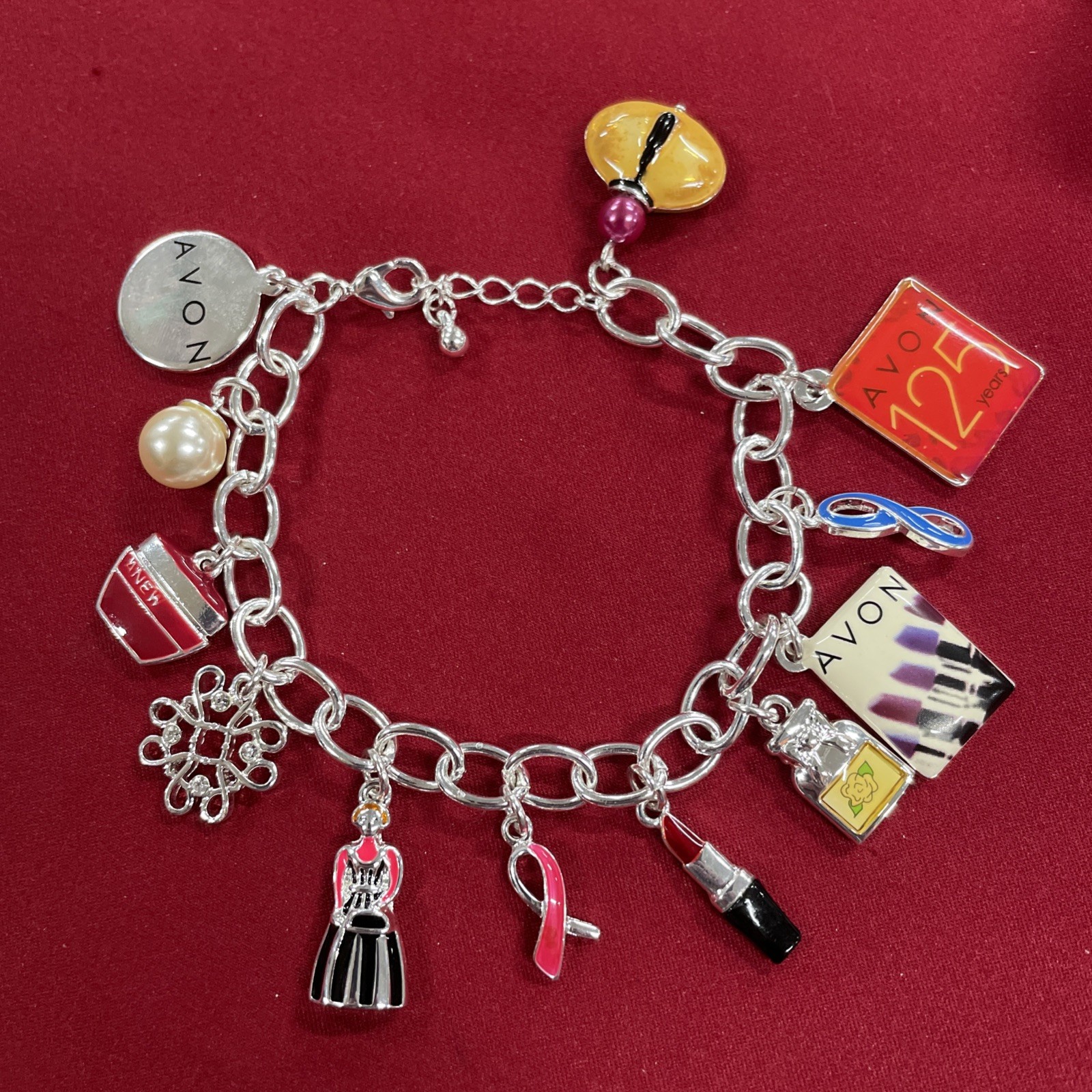 Avon 125th Anniversary 12 Charms 8.5” Charm Bracelet
