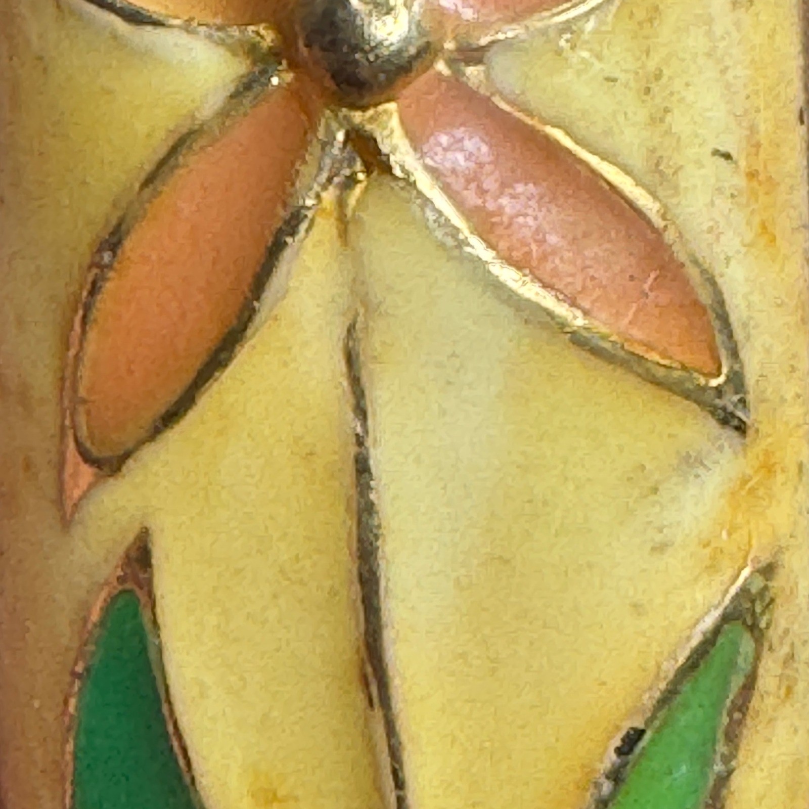 Vintage Cloisonne Bangle Bracelet Hinged Brass Heated Enamel Floral Asian Art