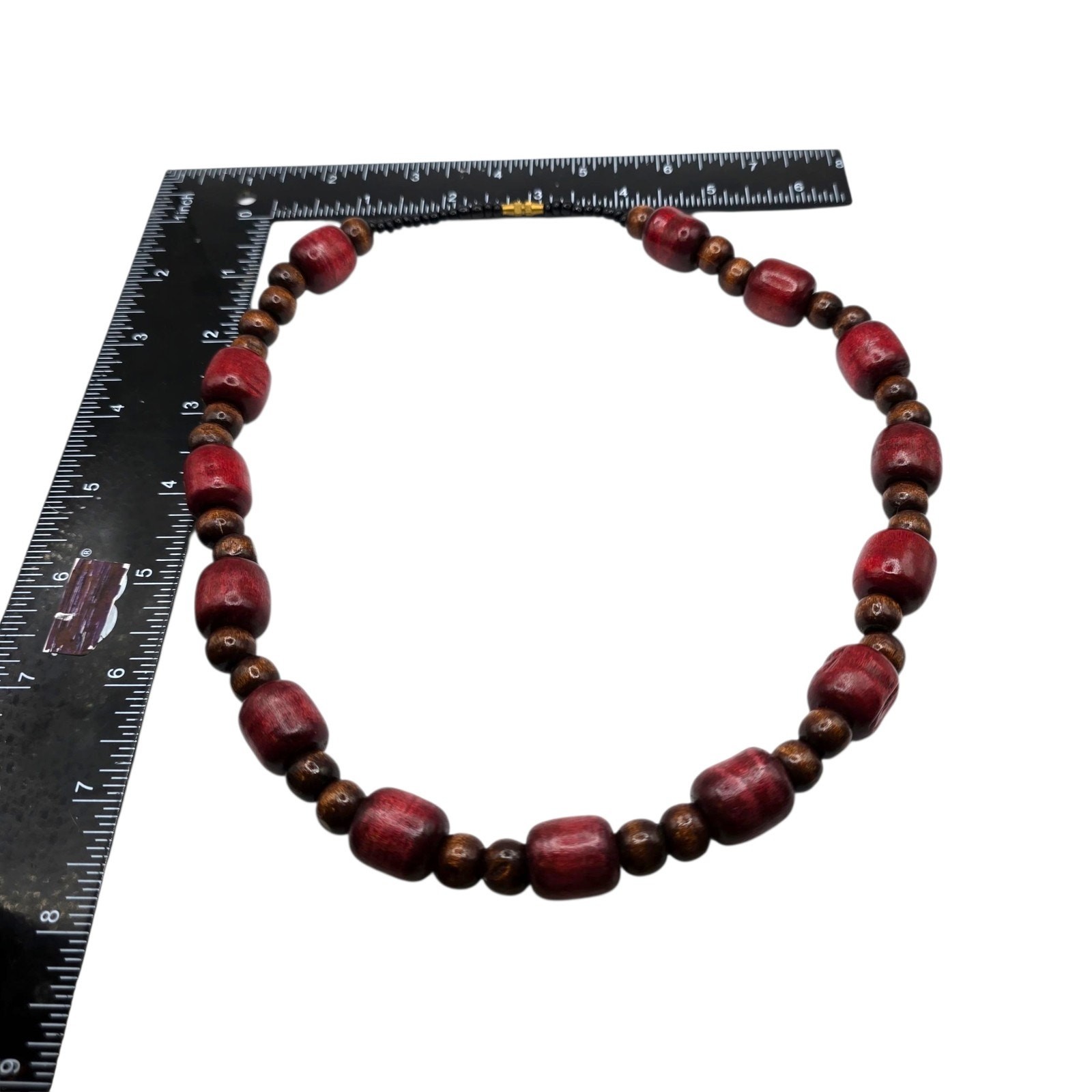 Necklace Vintage Chunky Wooden Barrel Beads Boho Retro Jewelry 22″ SKU2313
