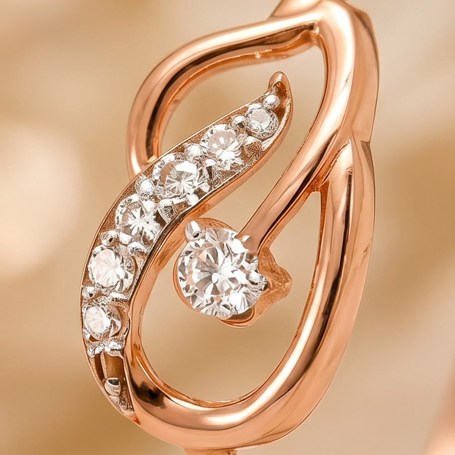18K Rose Gold Natural Diamond Ring with IDT Certification