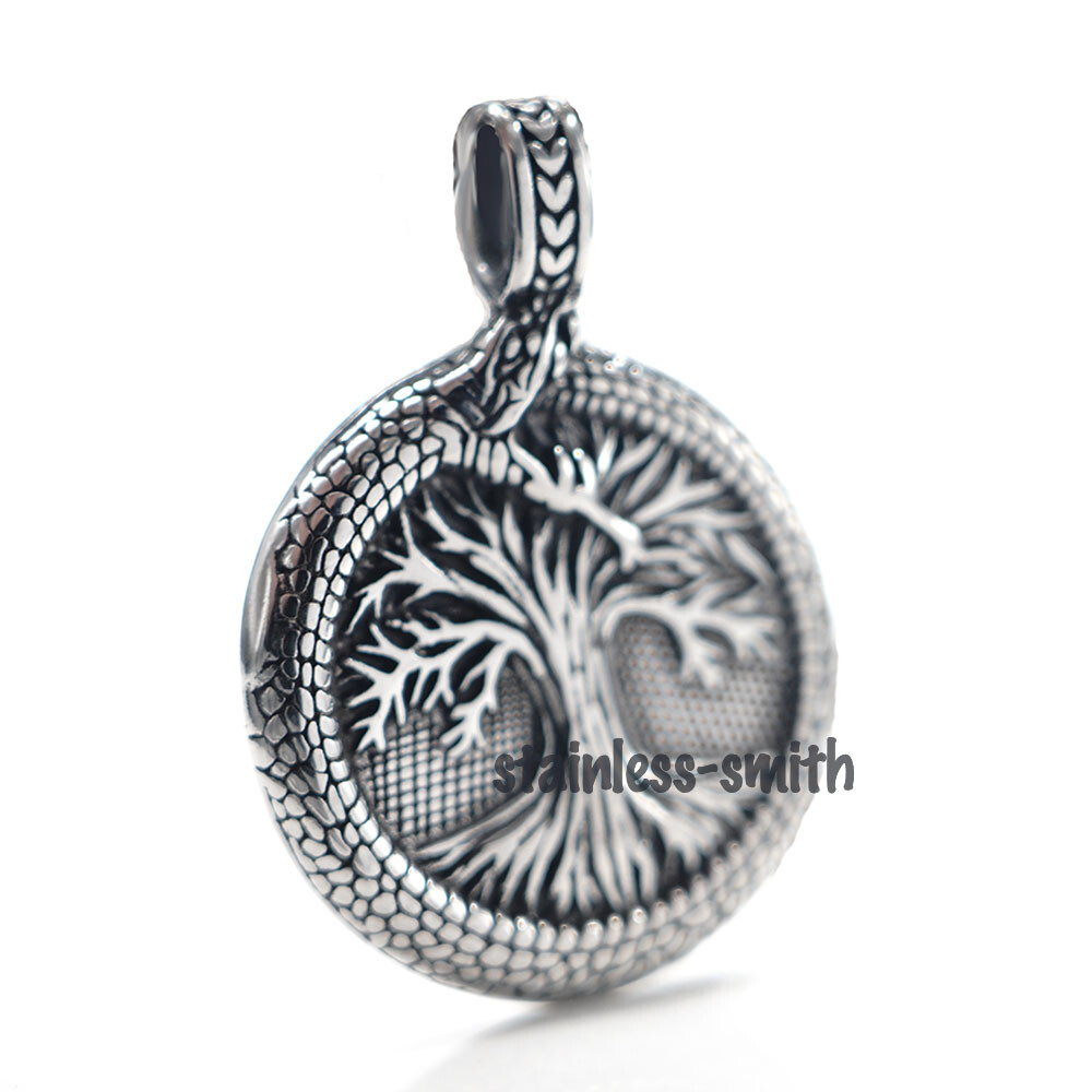 SMITH Celtic 30 Inch Ouroboros Serpent Snake Tree of Life Pendant Necklace Chain