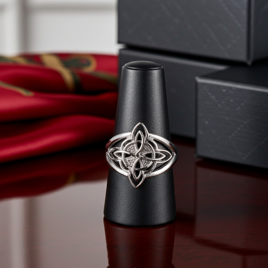 Sterling Silver Celtic Trinity Knot Triquetra Cross Ring for Women