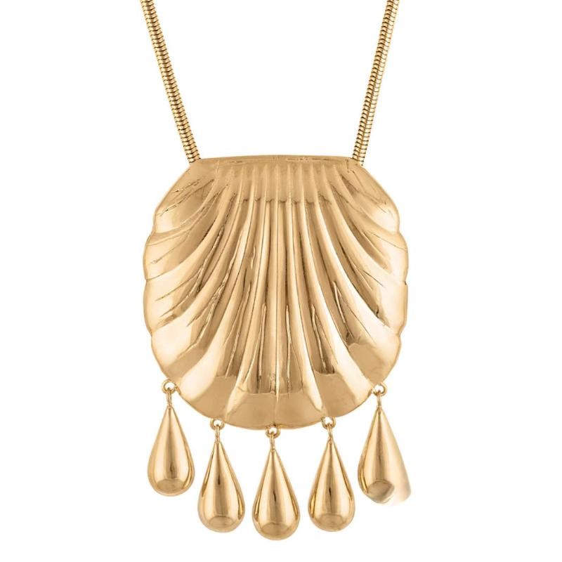 Europe American Gold Silver Large Shell Tassel Pendant High Quality Necklace