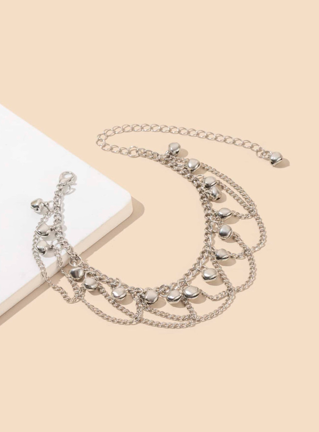 Gold Layered Chain Anklet Bell Charm Beach Party Women’s Fashion Jewelry