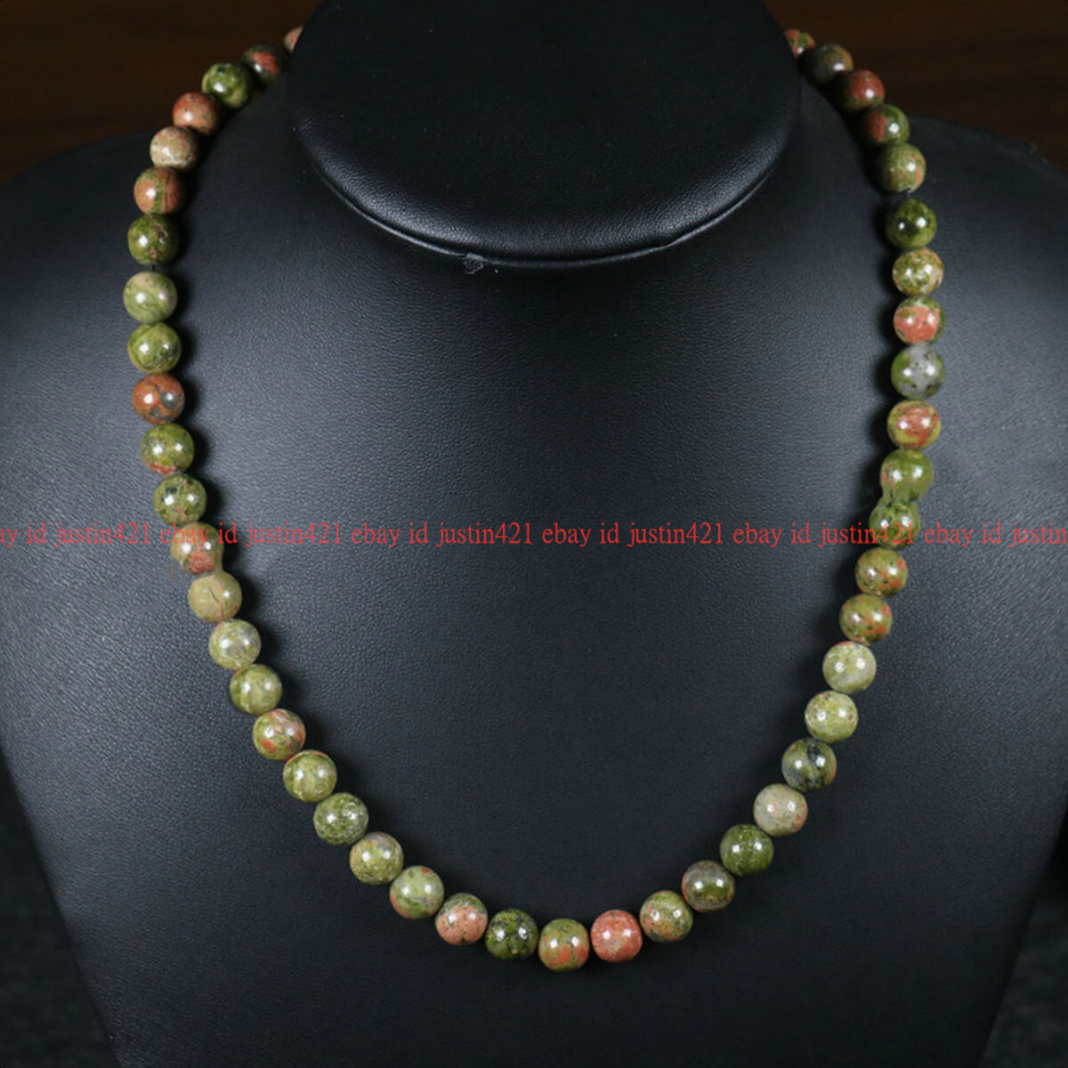 Genuine Natural 8mm Green Unakite Round Gemstone Necklace Jewelry 16-72 in AAA