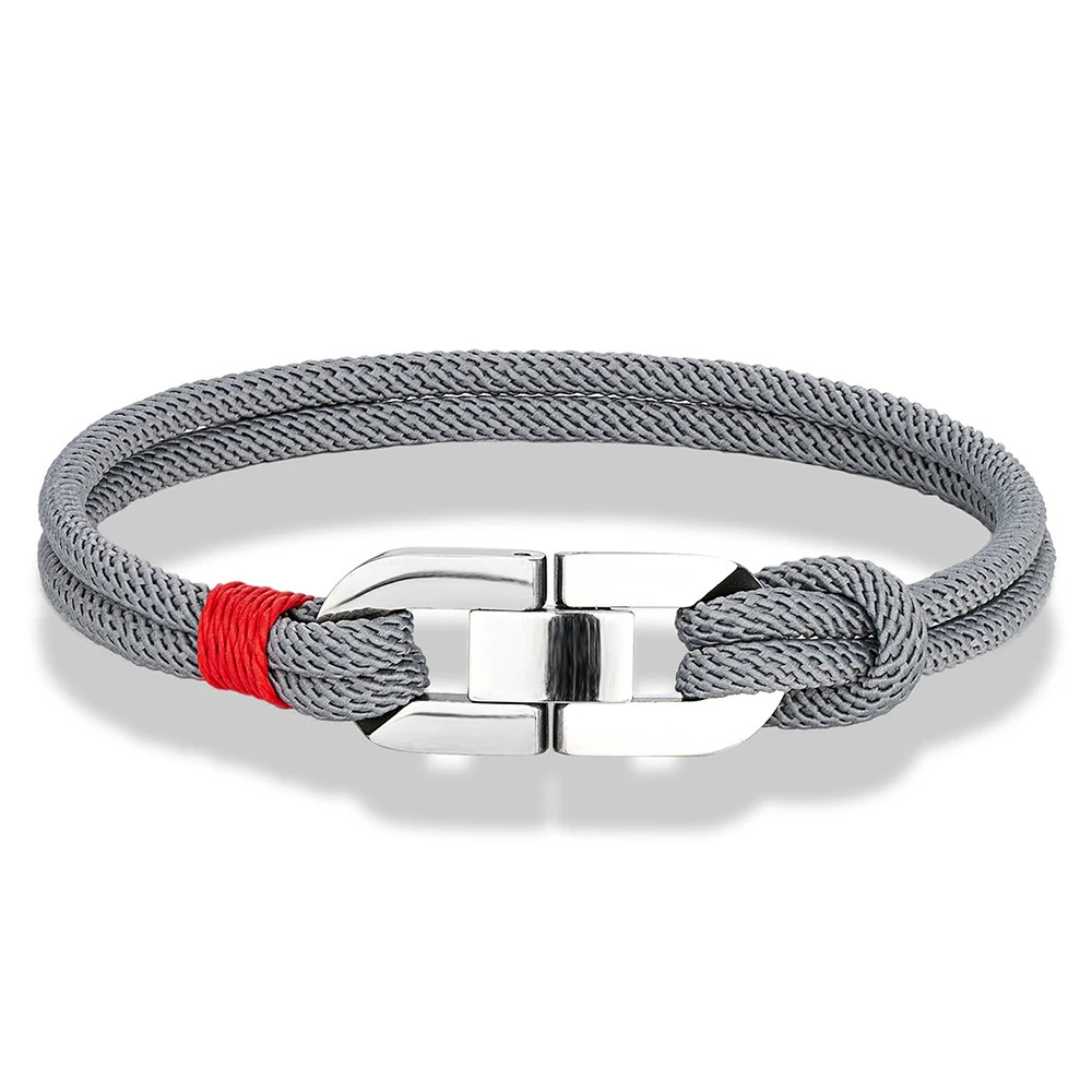 New Double Strand Braided Rope Bracelet Stainless Steel Cuban U-buckle